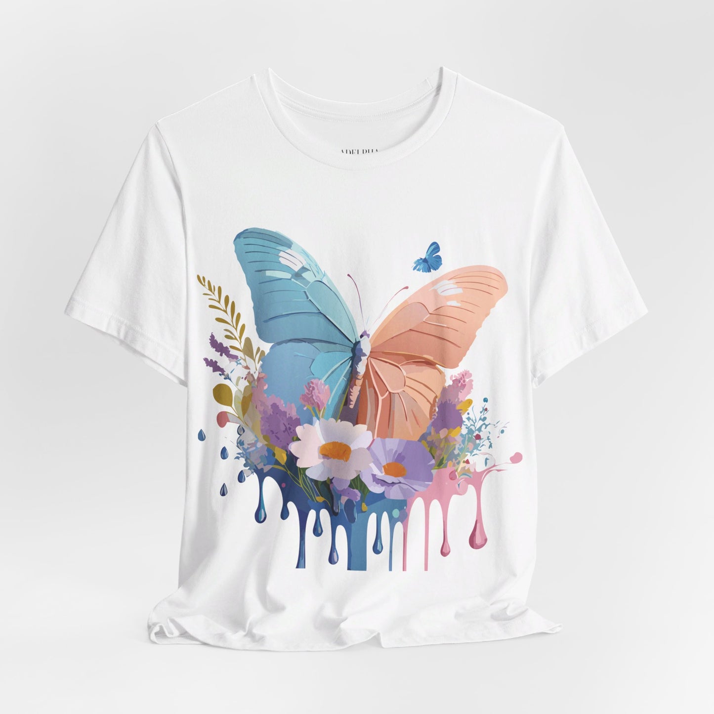 Natural Cotton Tee Shirt with Butterfly