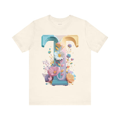 Natural Cotton Tee Shirt - Letters Collection - T Printify