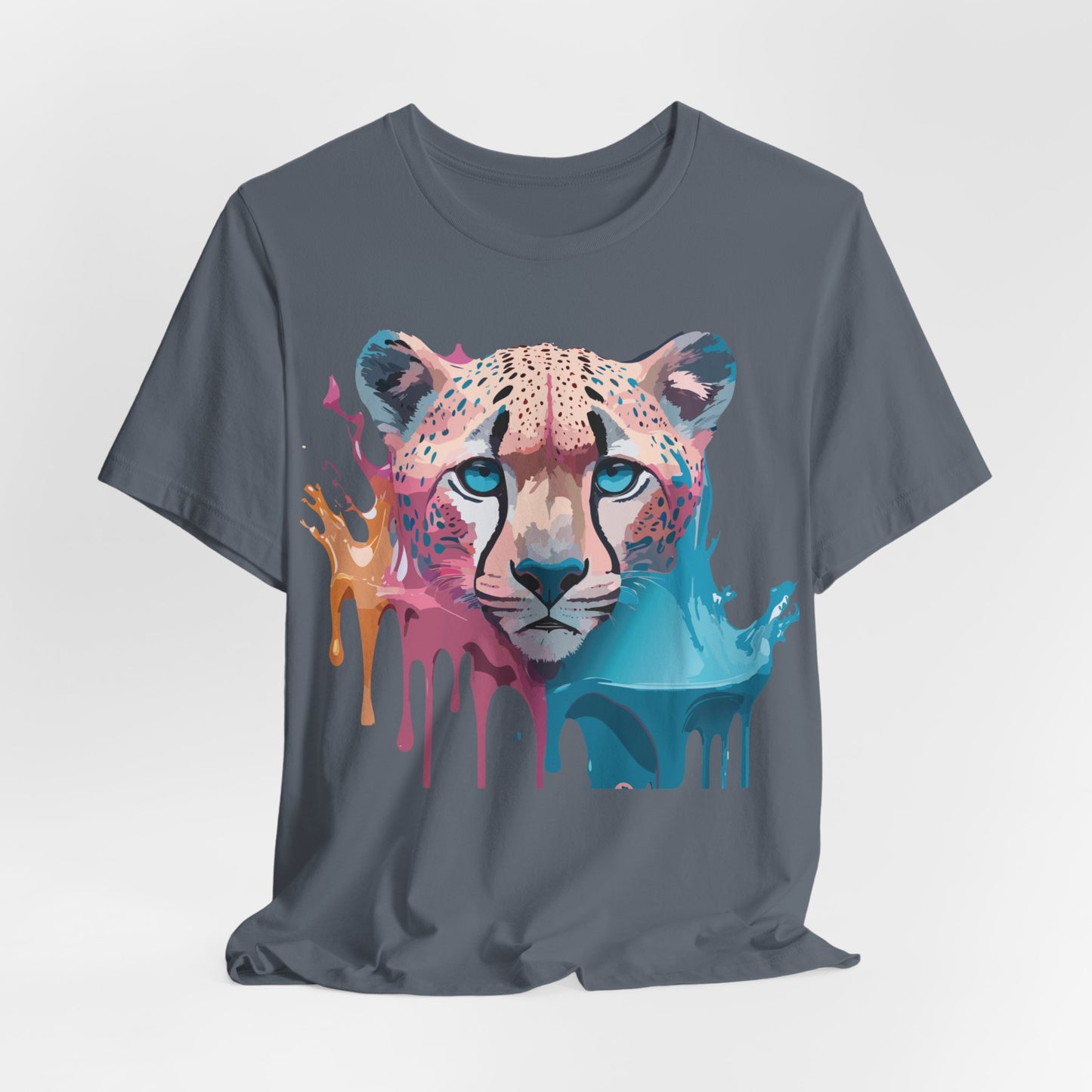 Natural Cotton Tee Shirt with Cheetah