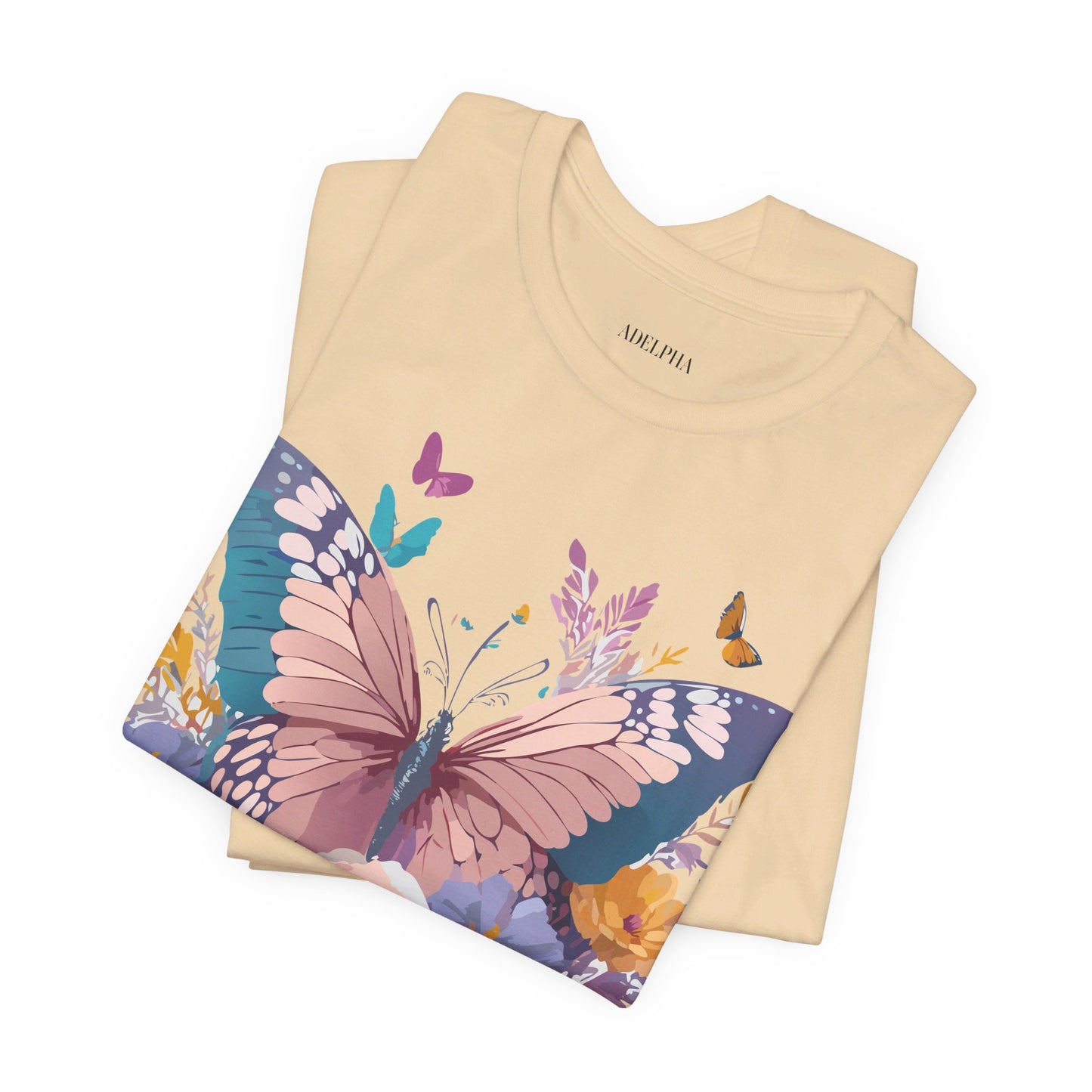 Natural Cotton Tee Shirt with Butterfly