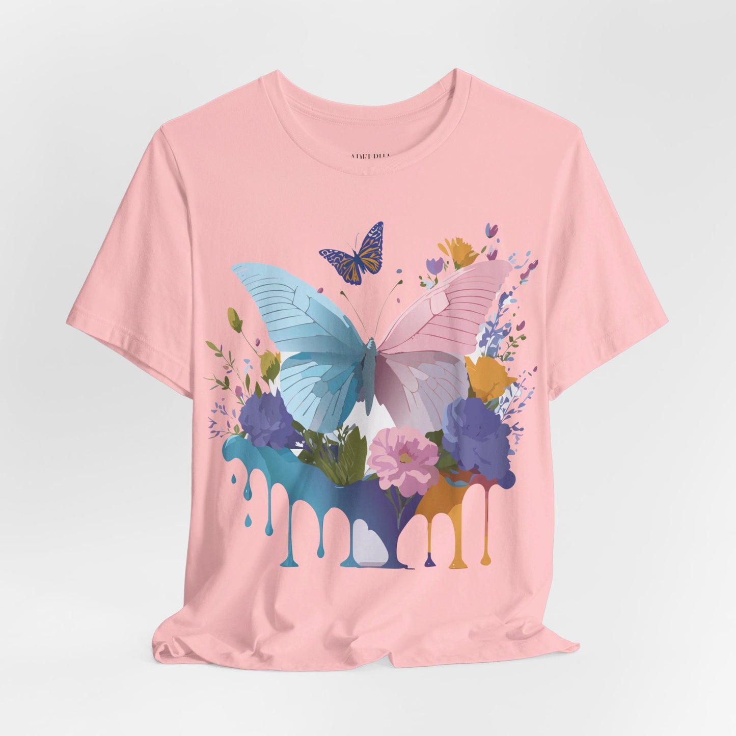 Natural Cotton Tee Shirt with Butterfly