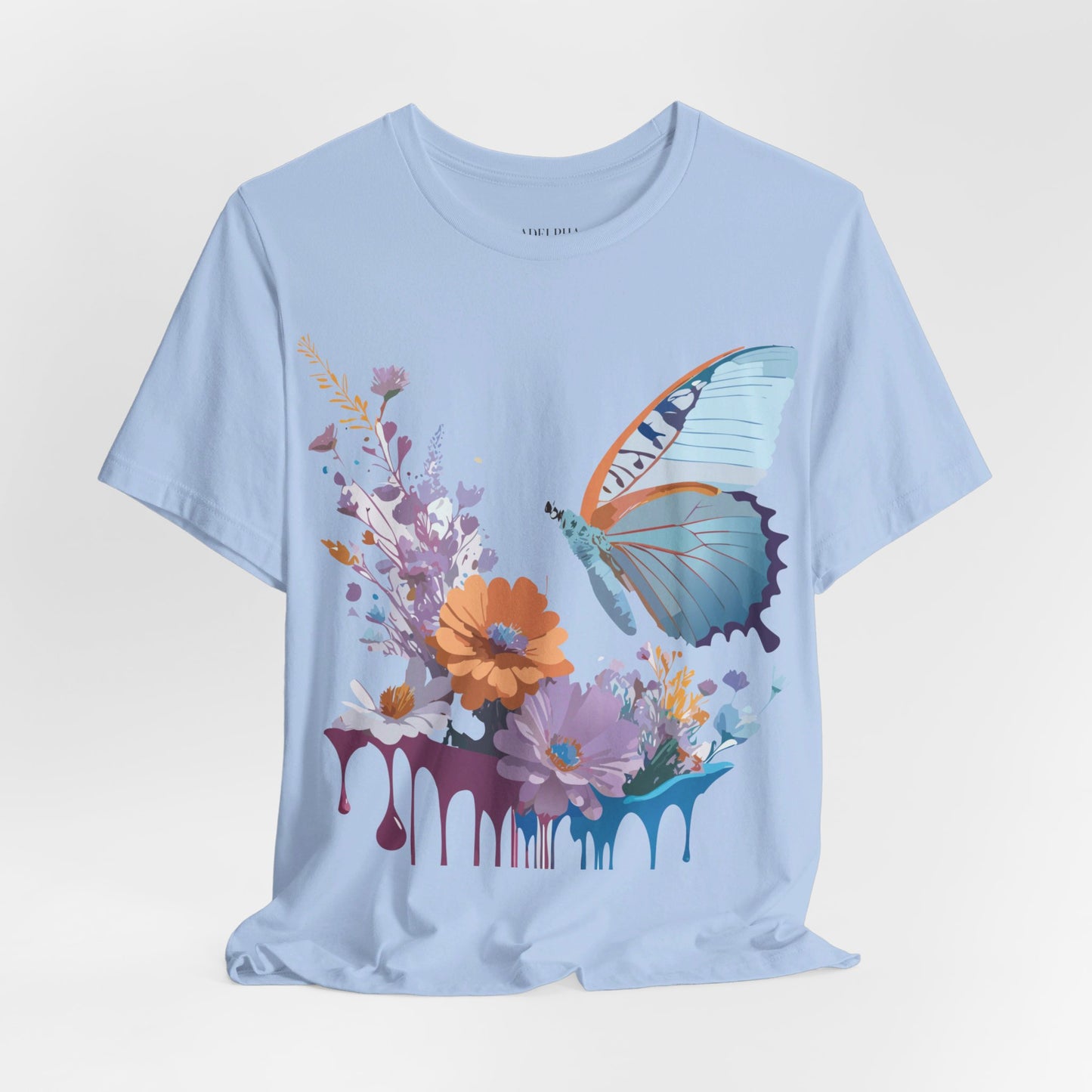 Natural Cotton Tee Shirt with Butterfly