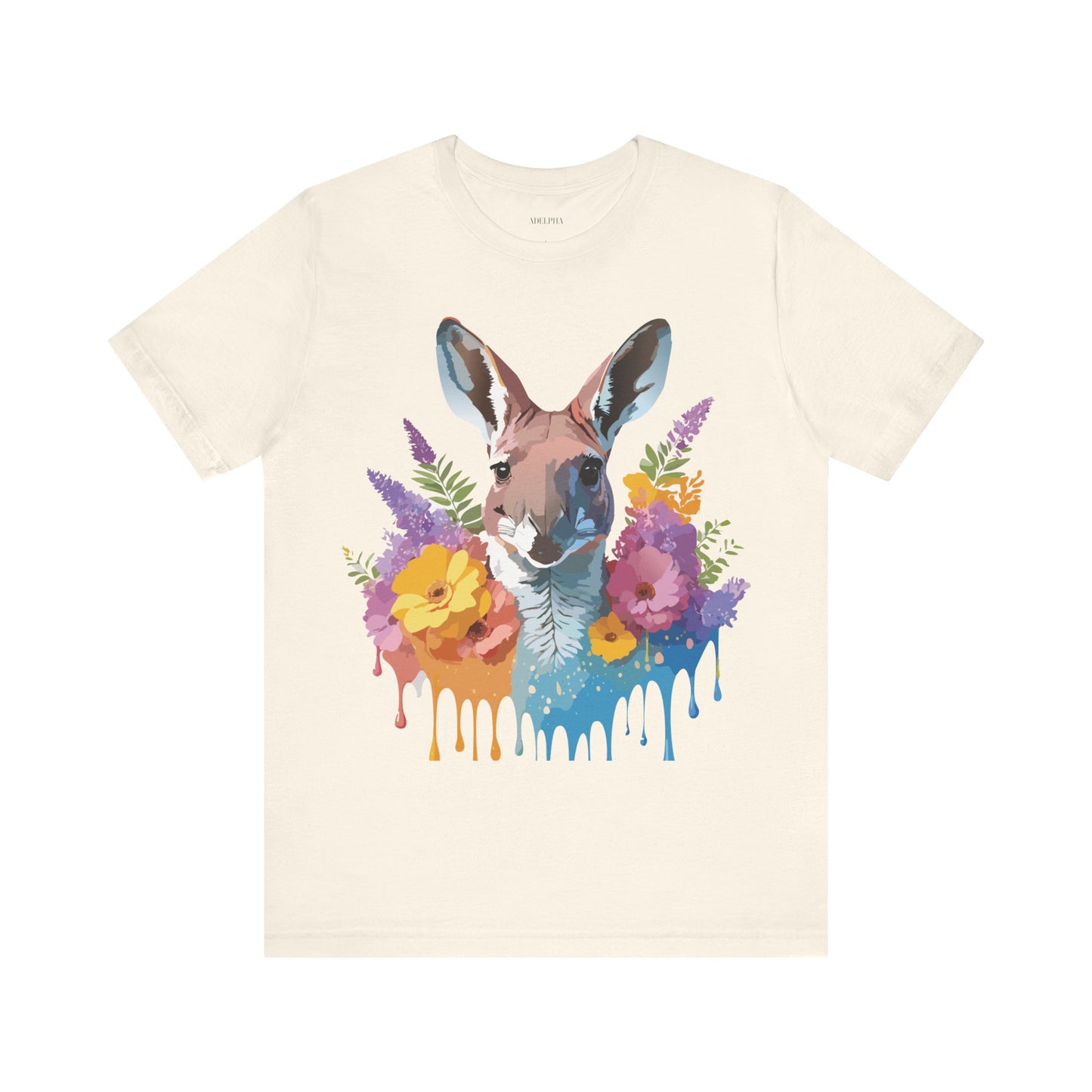 Natural Cotton Tee Shirt with Kangaroo