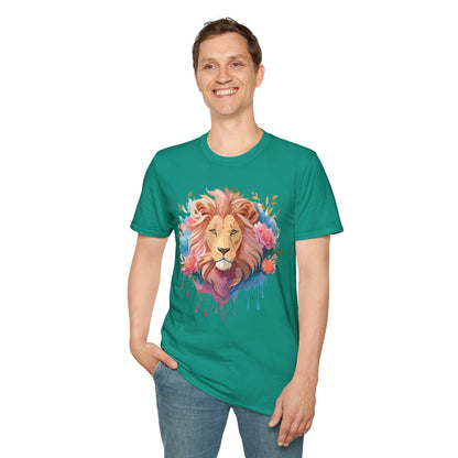 Lion Shirt Unisex Floral Lion Tee 100 Percent Cotton Softstyle Gildan 64000