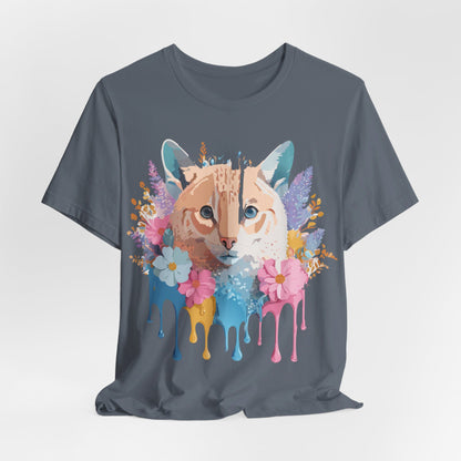Natural Cotton Tee Shirt with Cat Printify