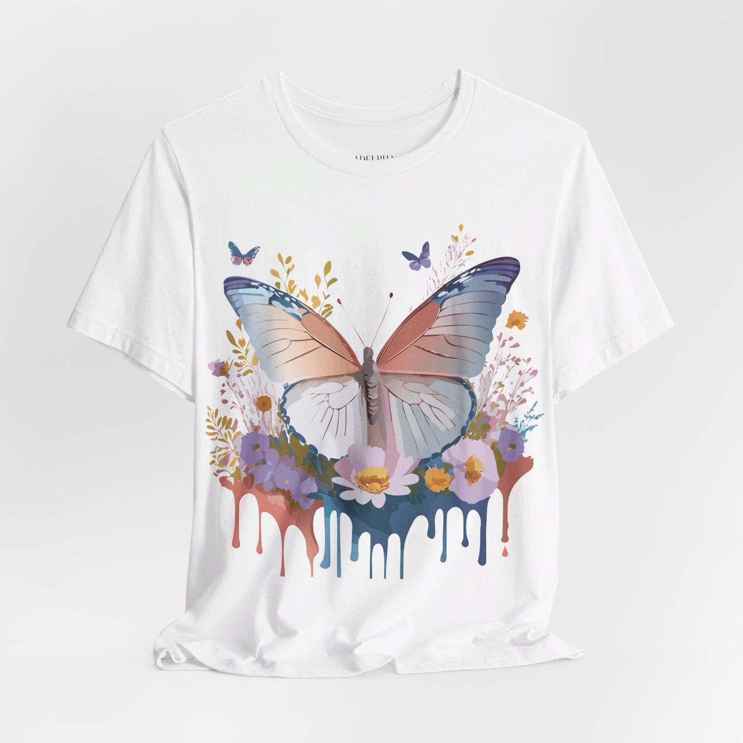 Natural Cotton Tee Shirt with Butterfly