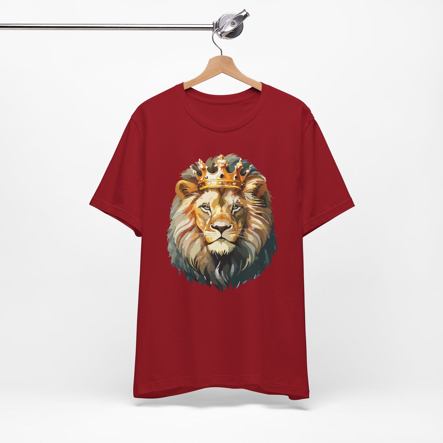Lion with Crown Tee Unisex Cotton T-Shirt Regal King Lion Illustration, Wildlife Graphic Shirt - 1