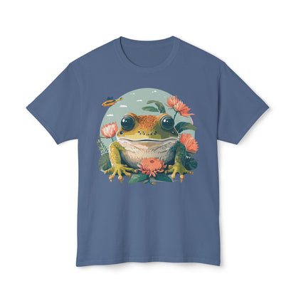 Vintage Frog Art T Shirt With Floral Full Color Print Unisex Tee