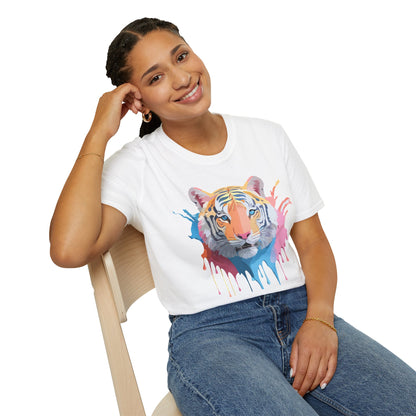 Tiger Print Unisex Softstyle T Shirt Gildan 64000 Comfort Tee