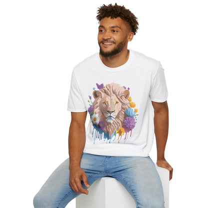 Lion Shirt Unisex Floral Lion Tee Gildan Softstyle 64000 Short Sleeve