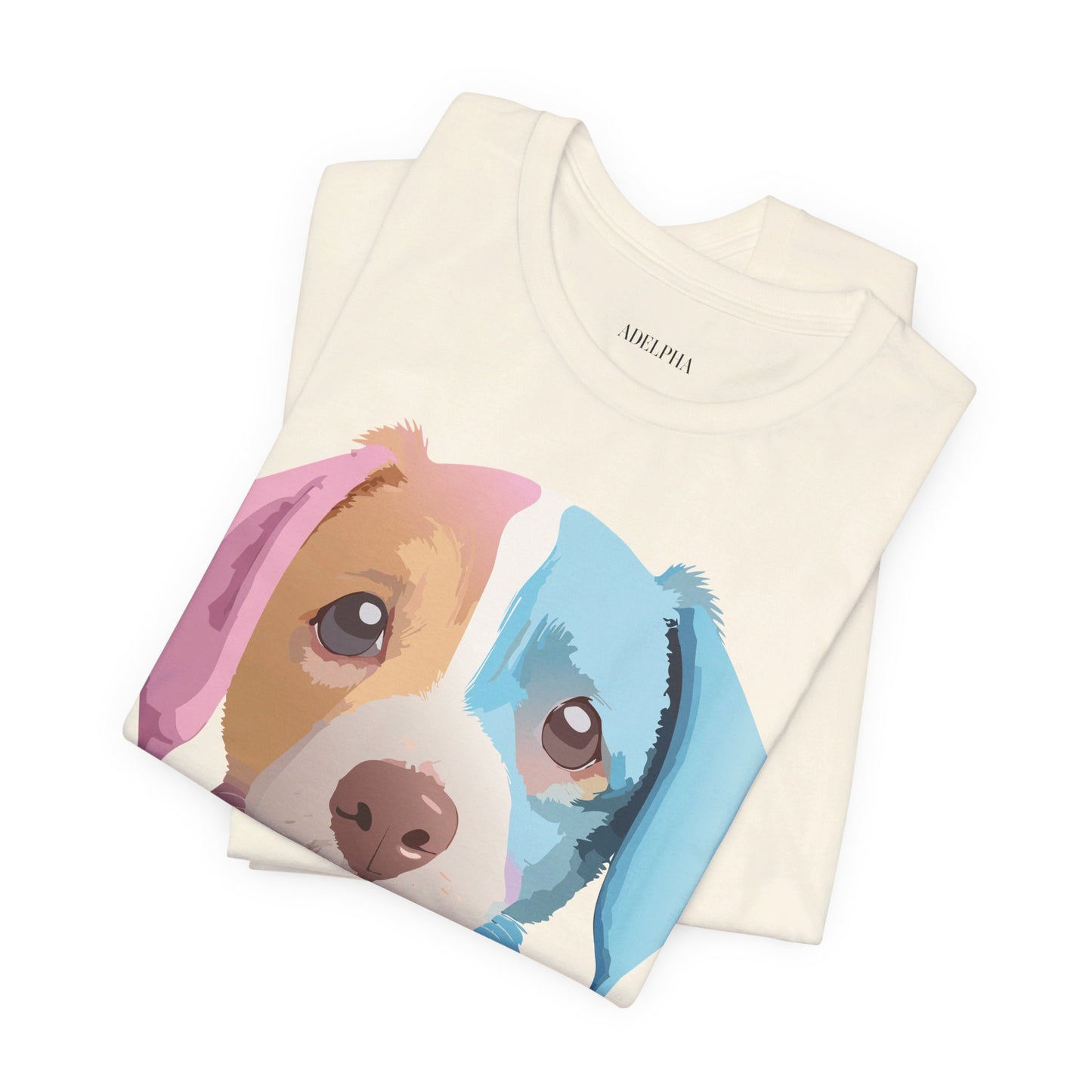 Natural Cotton Tee Shirt with Dog