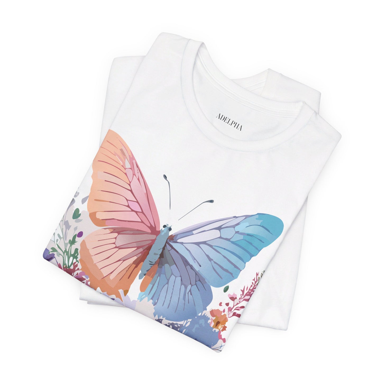 Natural Cotton Tee Shirt with Butterfly