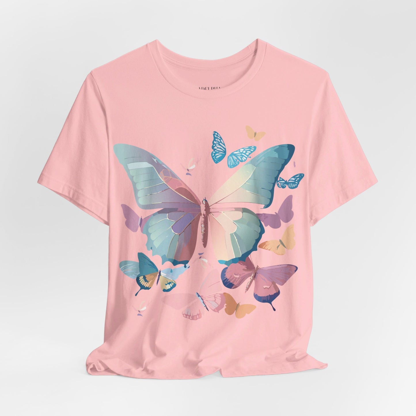 Natural Cotton Tee Shirt with Butterfly