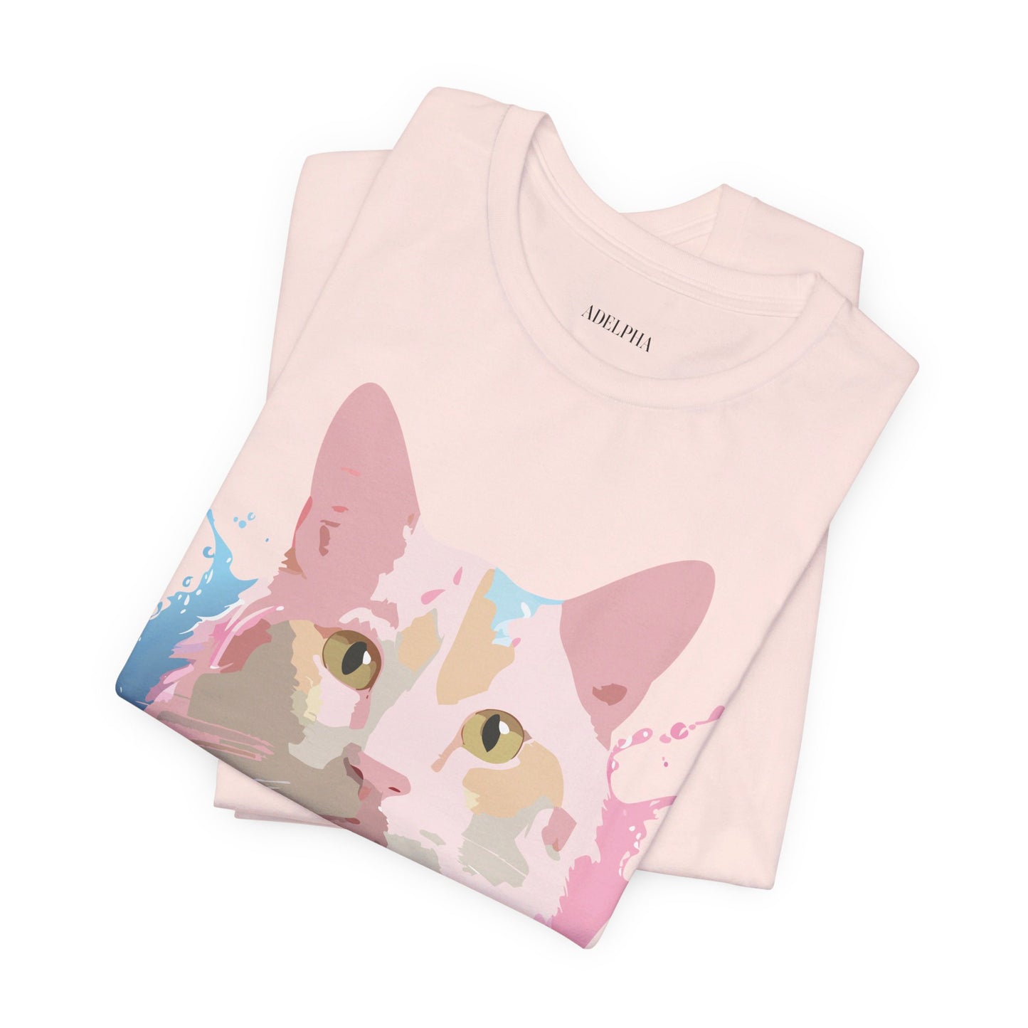 Natural Cotton Tee Shirt with Cat