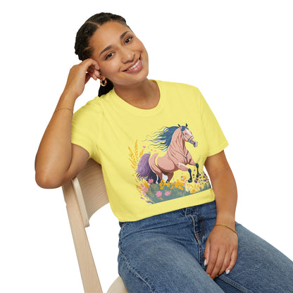 Unisex Horse Shirt With Animal Design Gildan Softstyle 64000 Tee
