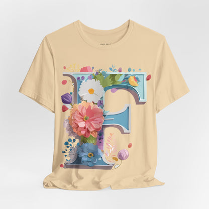 Natural Cotton Tee Shirt - Letters Collection - F Printify