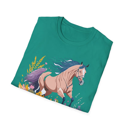 Unisex Horse Shirt With Animal Design Gildan Softstyle 64000 Tee