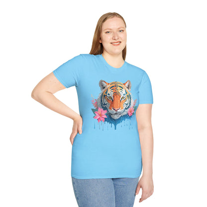 Tiger Unisex Softstyle T Shirt 100 Percent Cotton Gildan 64000 Animal Tee
