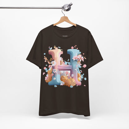 Natural Cotton Tee Shirt - Letters Collection - H Printify