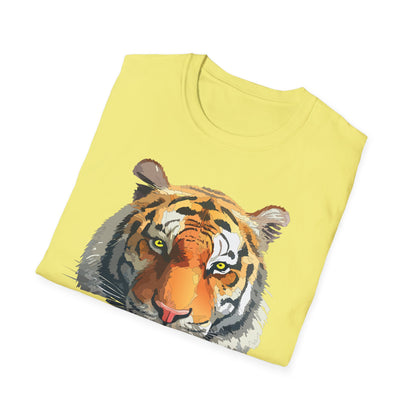 Tiger Print T Shirt Unisex Animal Tee 100 Percent Cotton Softstyle Gildan 64000