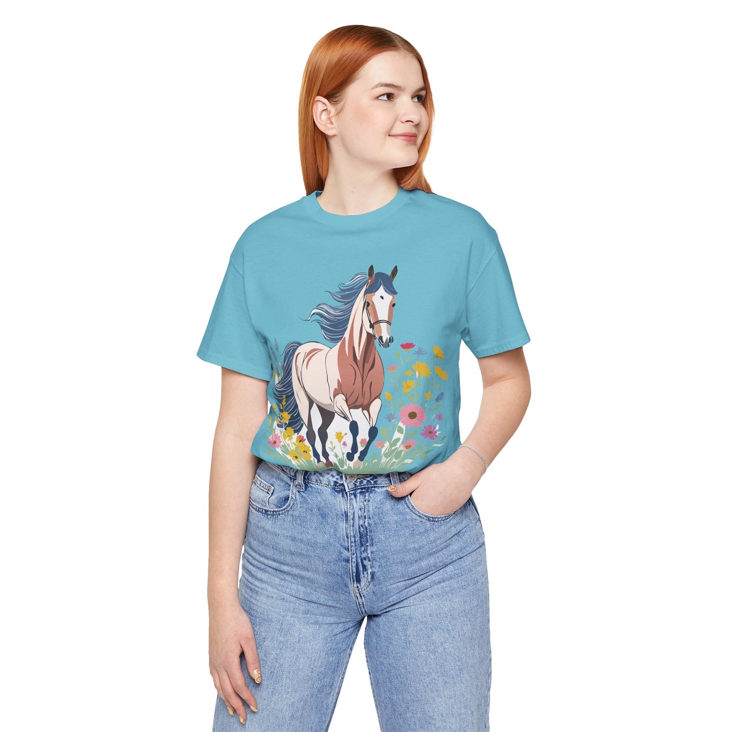 Natural Cotton Tee Shirt with Horse