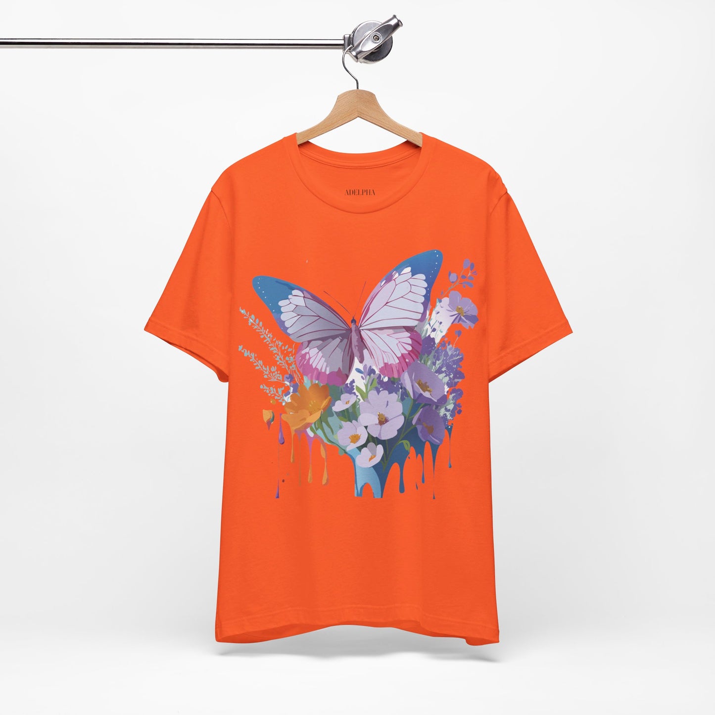 Natural Cotton Tee Shirt with Butterfly