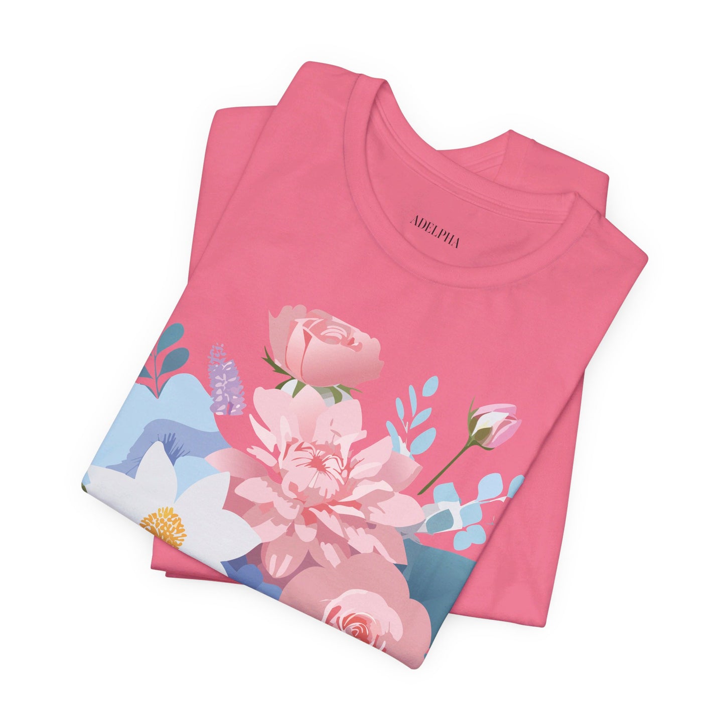 T-shirt en coton naturel avec fleurs