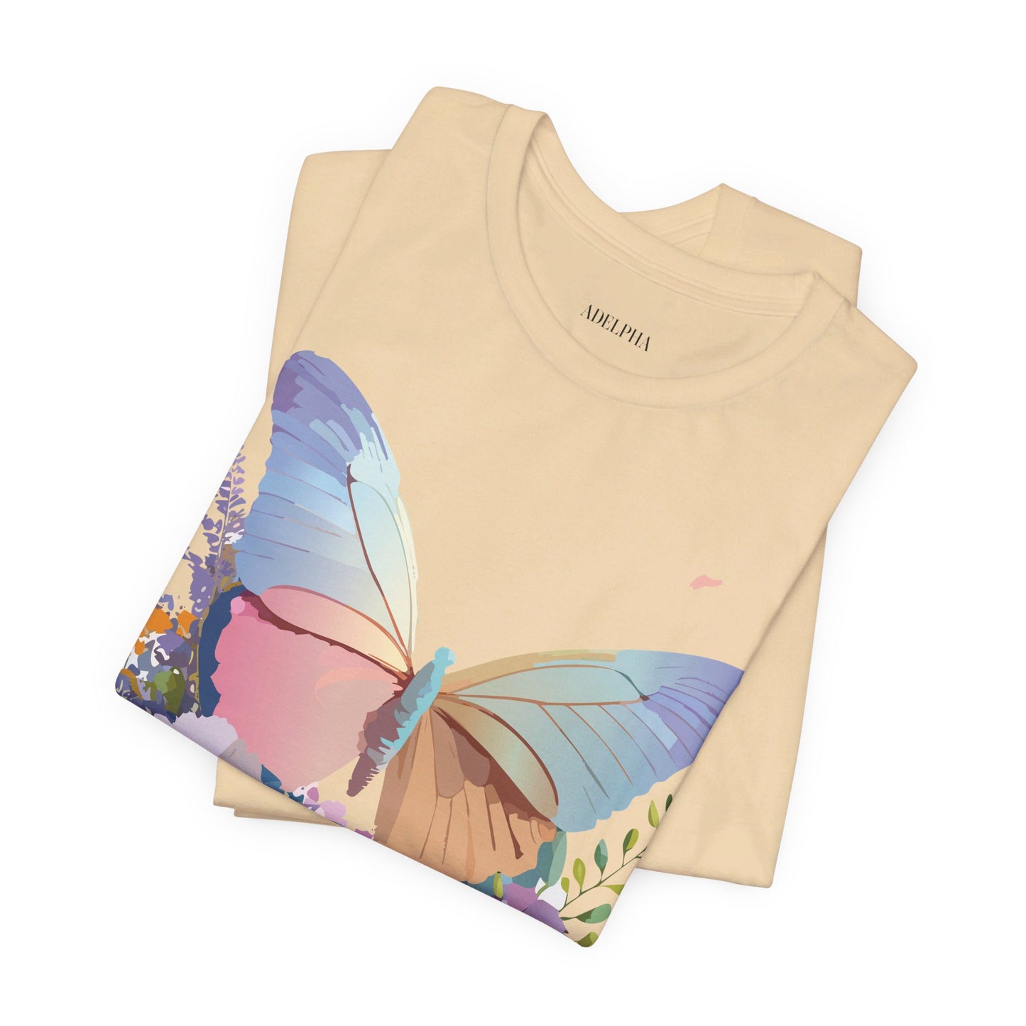 Natural Cotton Tee Shirt with Butterfly