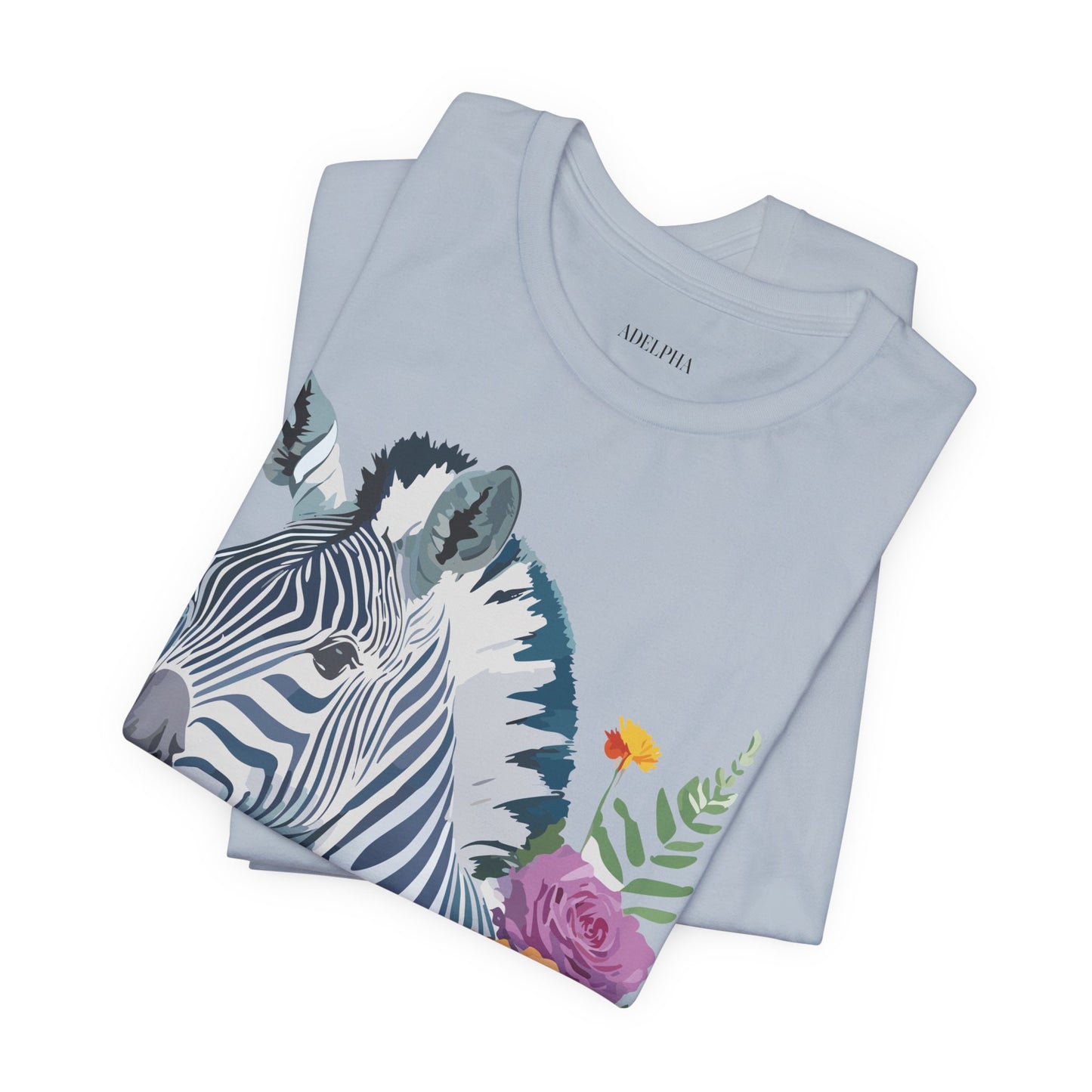 Natural Cotton Tee Shirt with Zebra