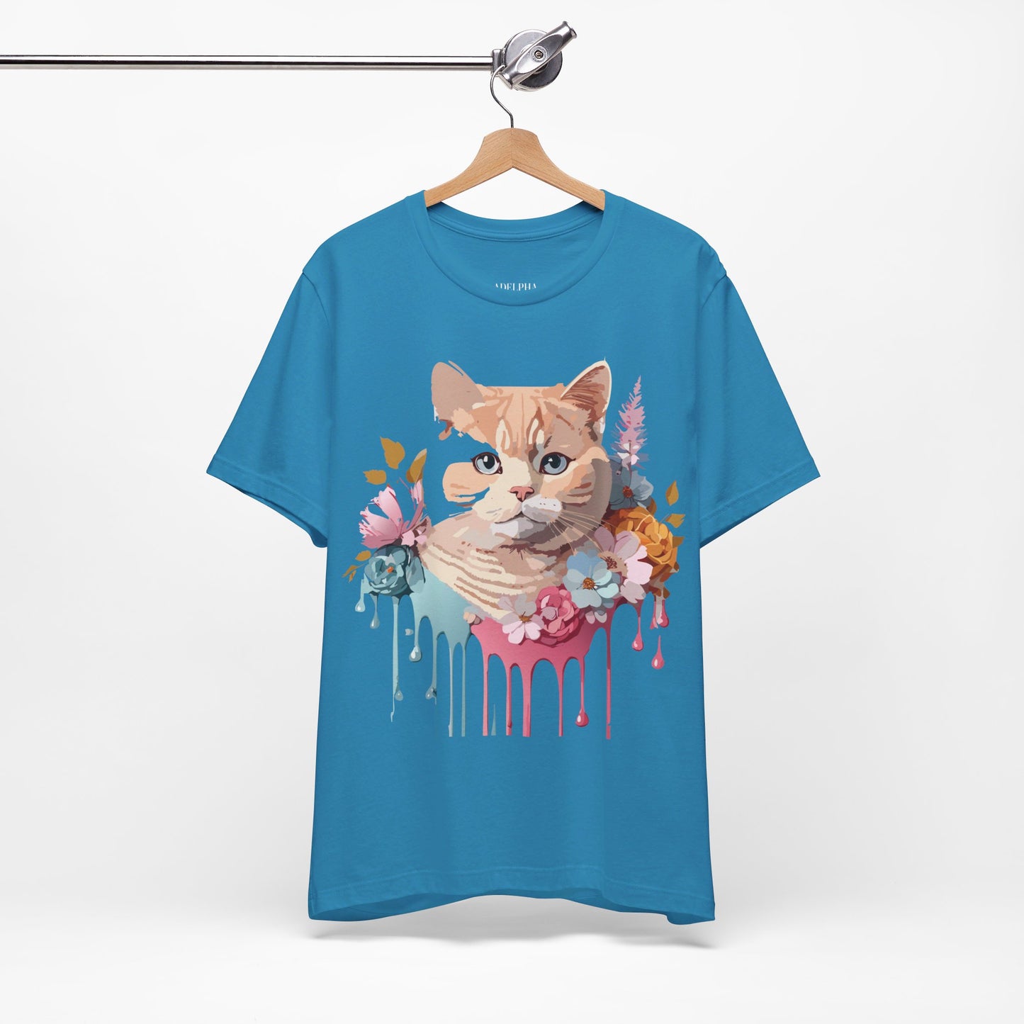 Natural Cotton Tee Shirt with Cat