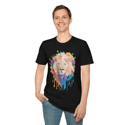 Unisex Lion Shirt Floral Lion Tee Softstyle Gildan 64000 100 Percent Cotton