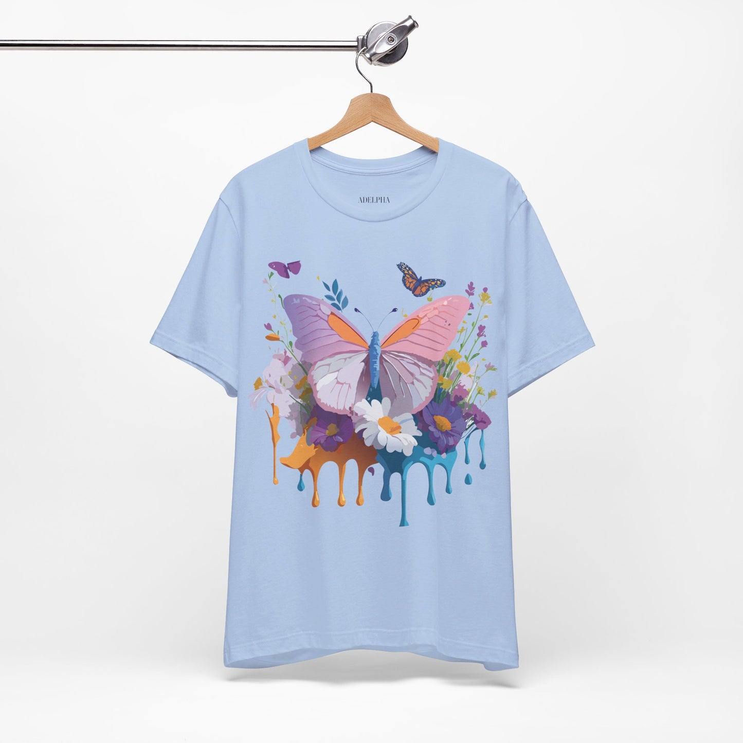 Natural Cotton Tee Shirt with Butterfly