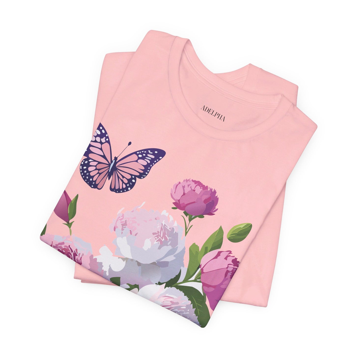 Natural Cotton Tee Shirt with Flowers