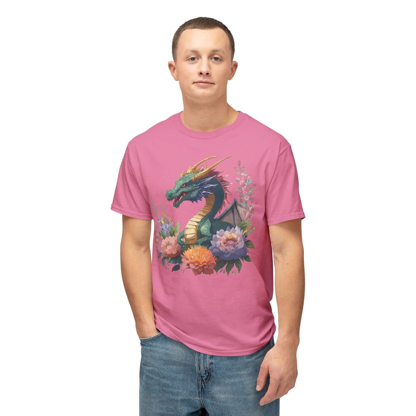 Dragon T-Shirt, Vintage Dragon Tee, Floral Tees, Dragon Art Design Shirt, Tee Shirt with Dragon 7
