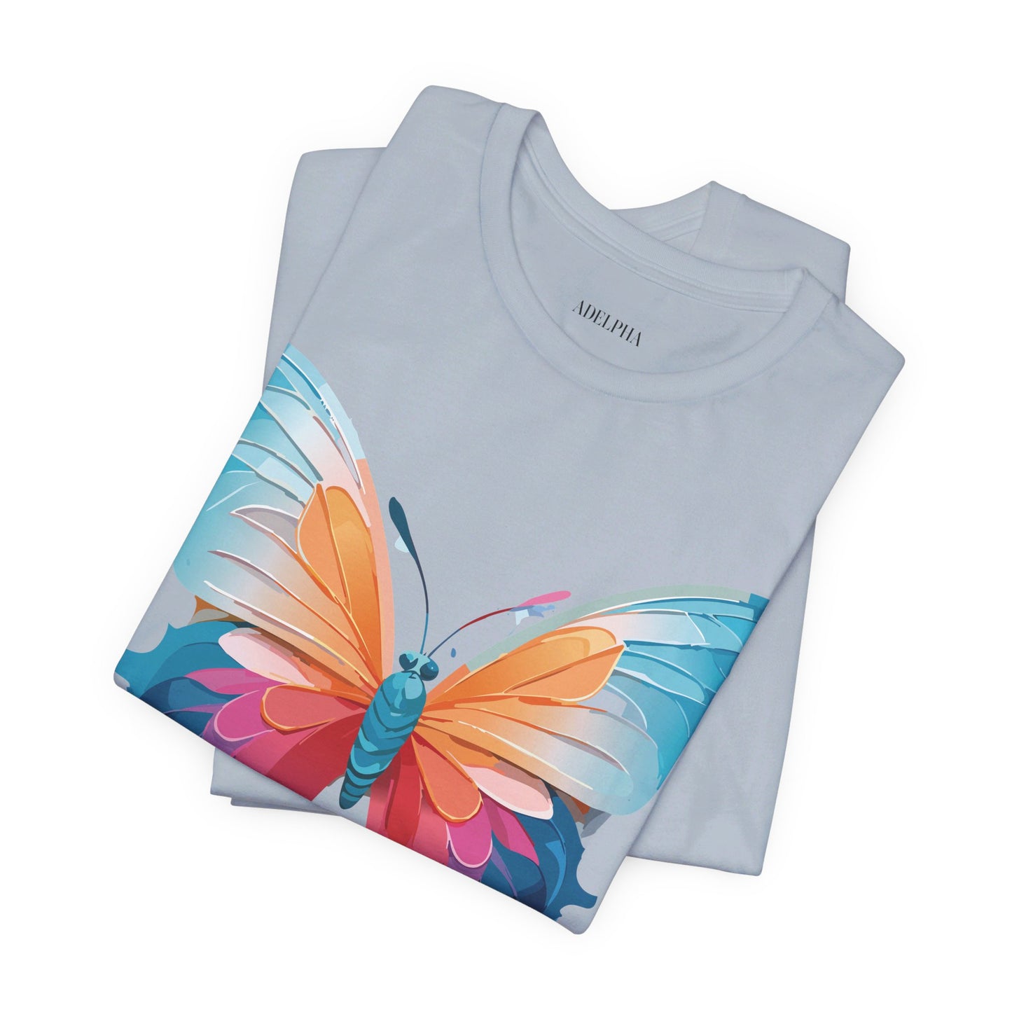 Natural Cotton Tee Shirt with Butterfly