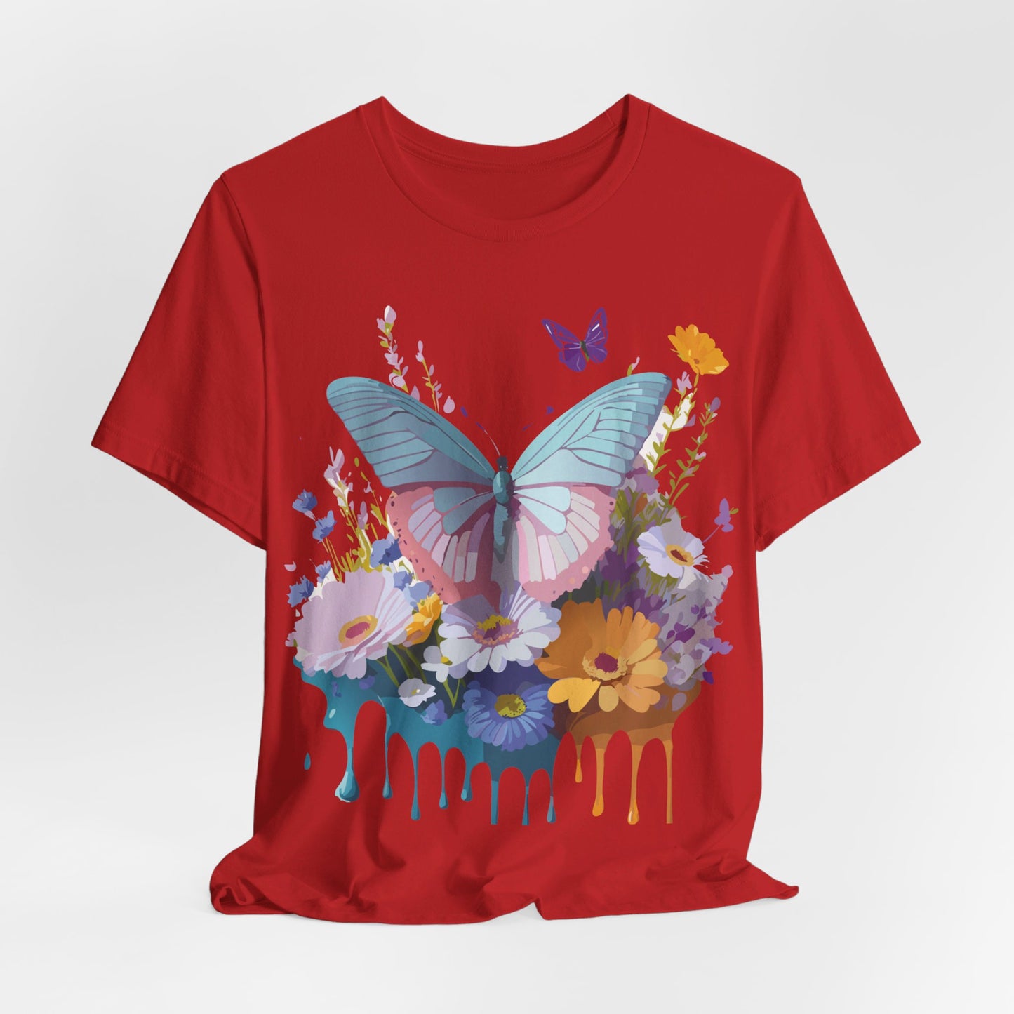 Natural Cotton Tee Shirt with Butterfly