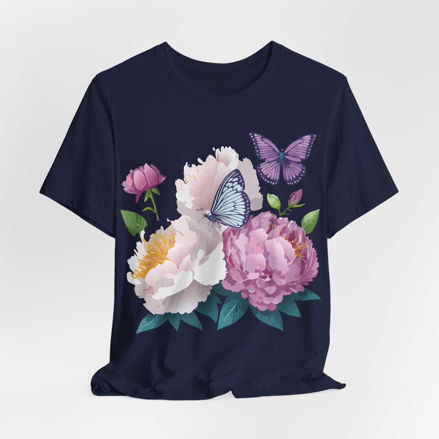 Natural Cotton Tee Shirt with Flowers