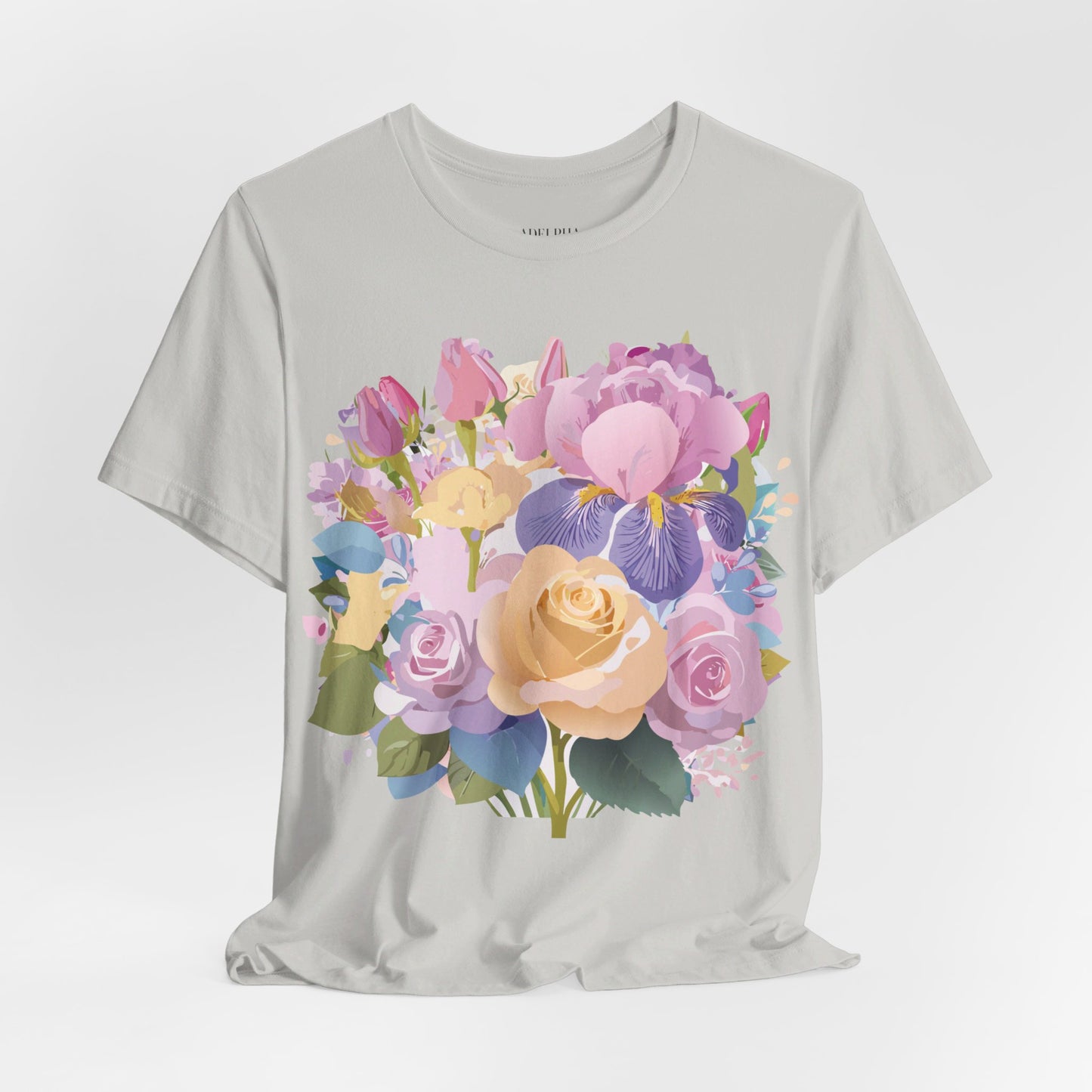 Natural Cotton Tee Shirt with Flowers