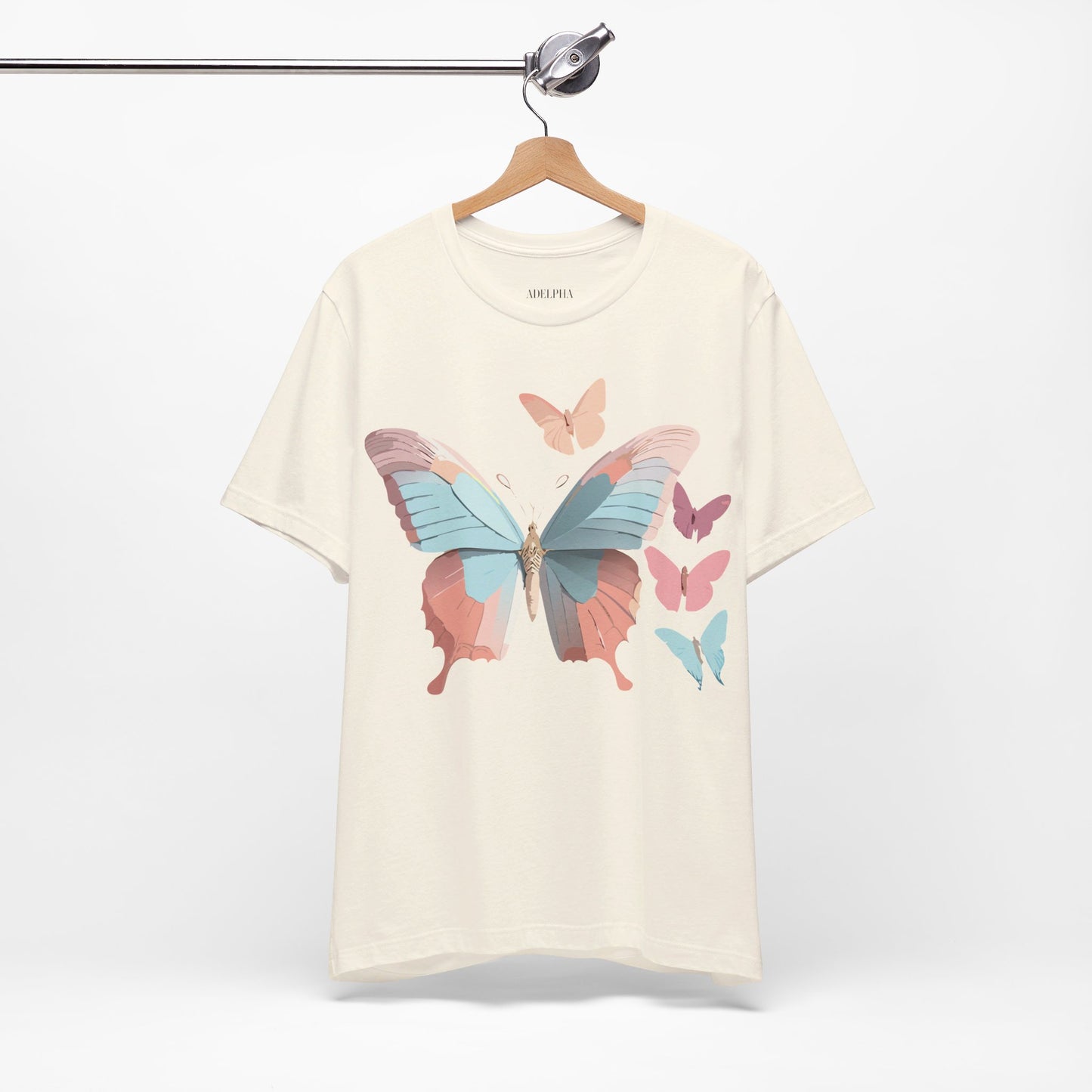 Natural Cotton Tee Shirt with Butterfly