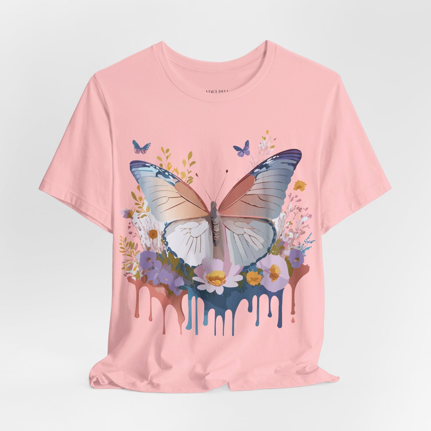 Natural Cotton Tee Shirt with Butterfly