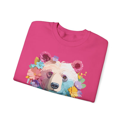 Unisex Floral Bear Sweatshirt Gildan 18000 Art Design Animals
