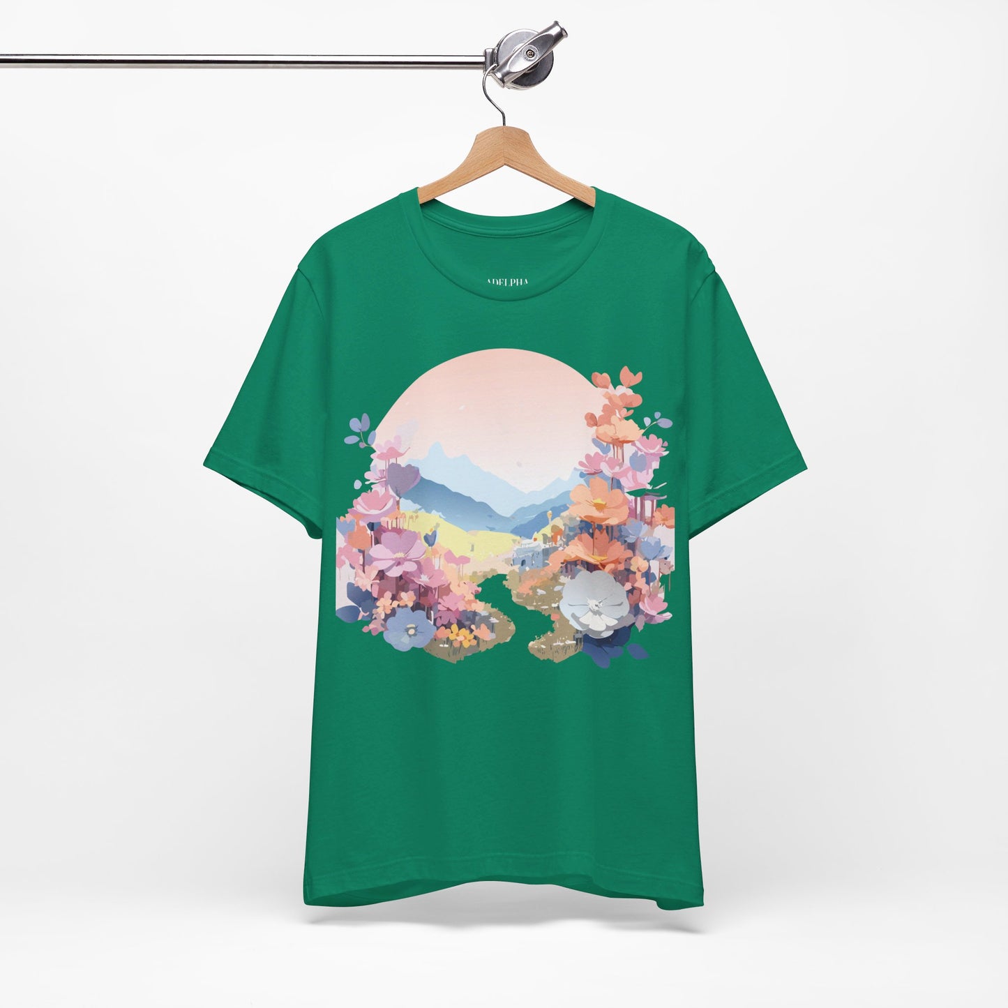 T-shirt en coton naturel avec fleurs