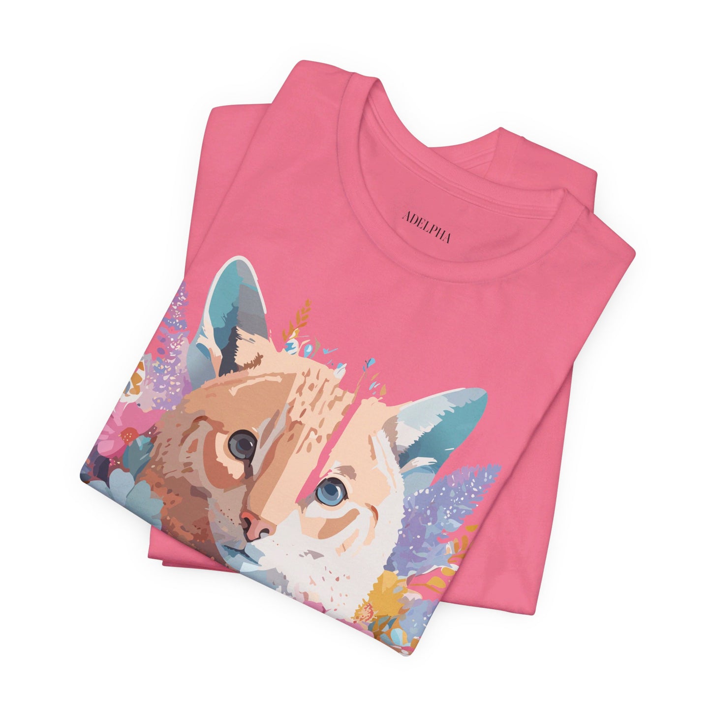 Natural Cotton Tee Shirt with Cat