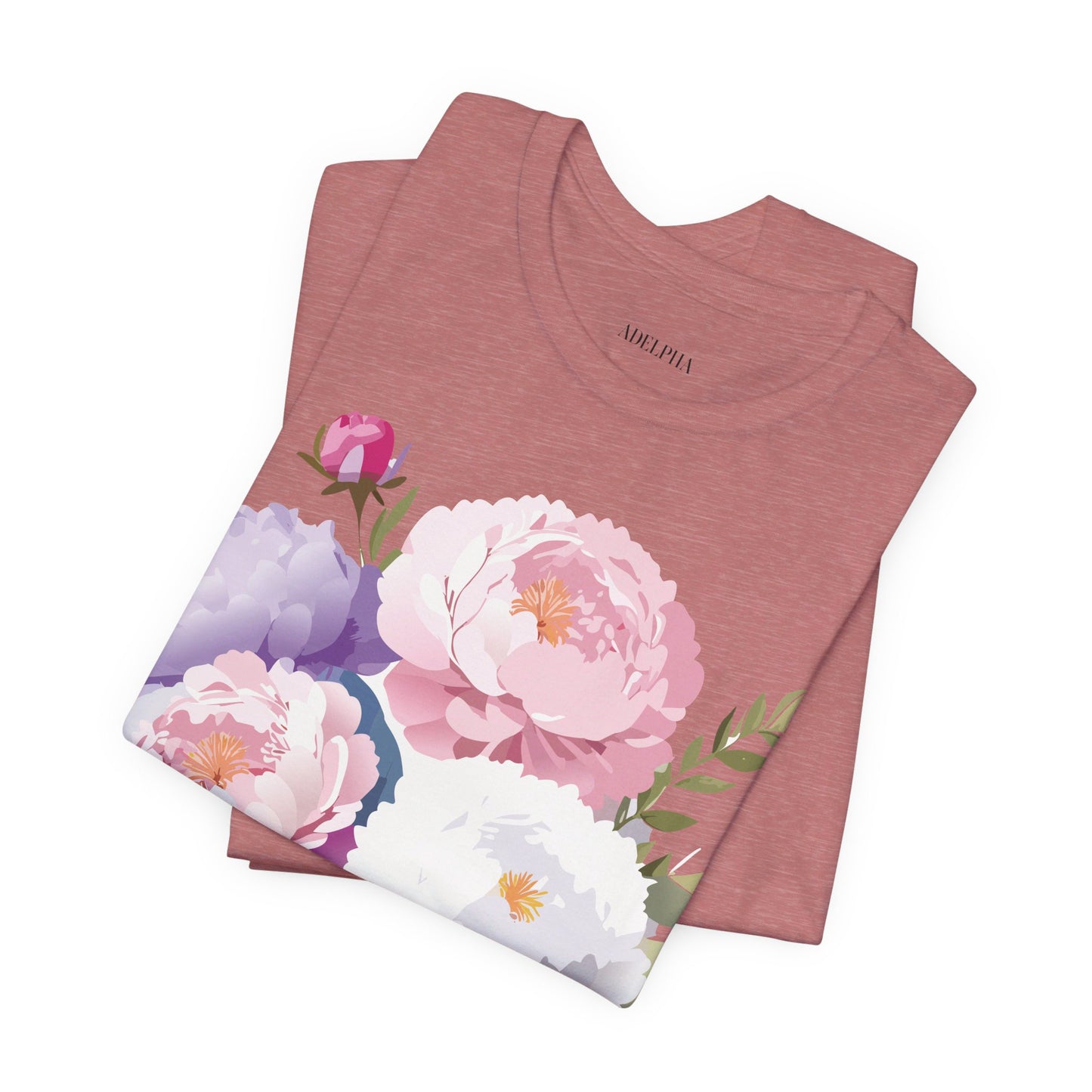 Natural Cotton Tee Shirt with Flowers