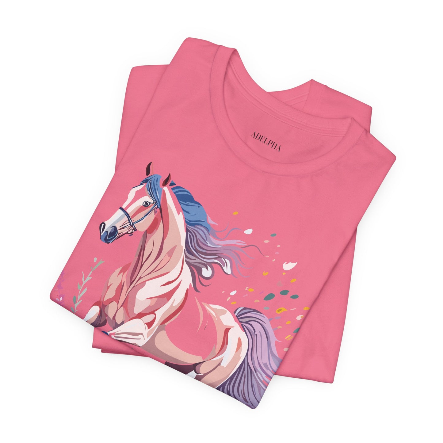 Natural Cotton Tee Shirt with Horse