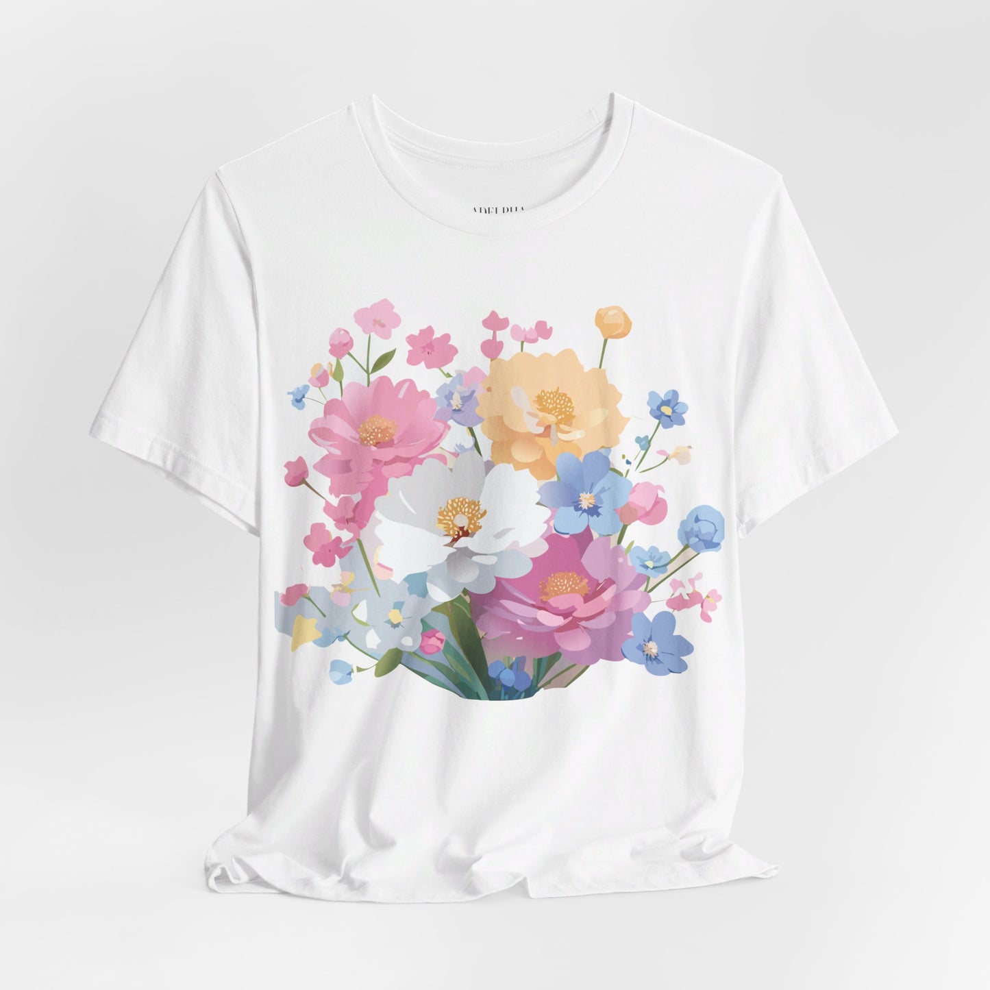 T-shirt en coton naturel avec fleurs