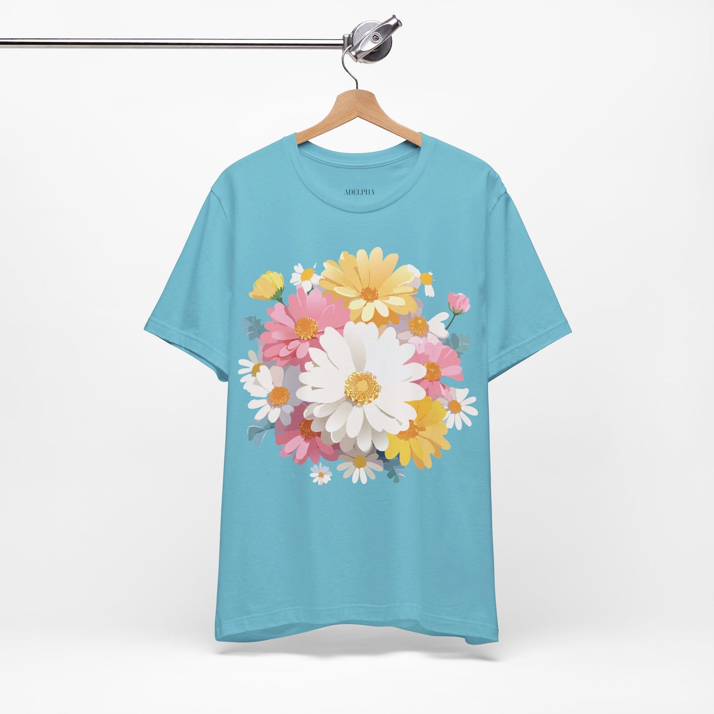 T-shirt en coton naturel avec fleurs