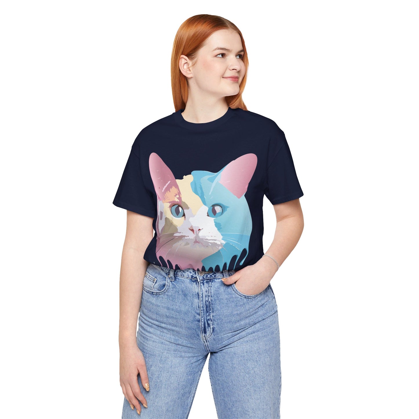 Natural Cotton Tee Shirt with Cat