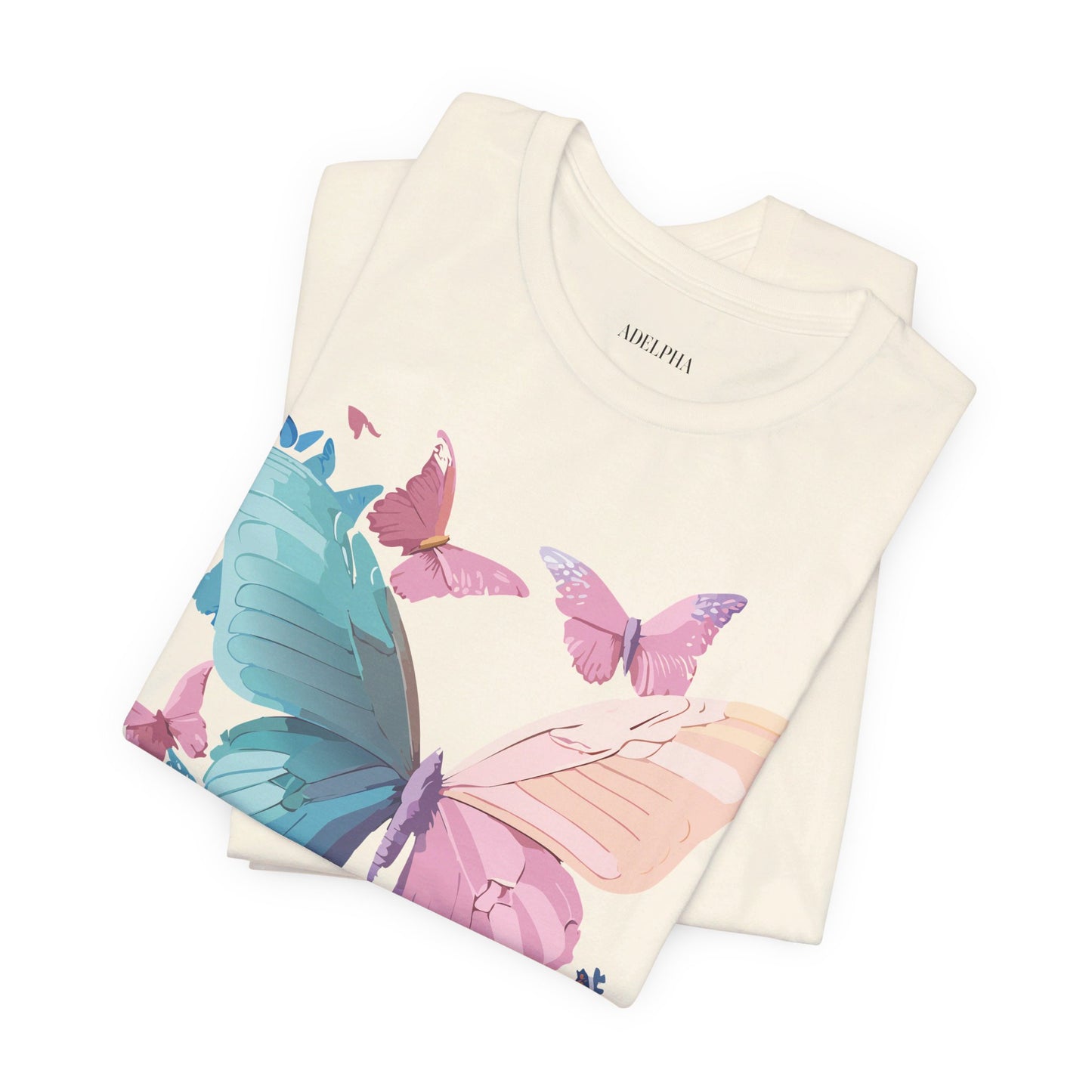 Natural Cotton Tee Shirt with Butterfly