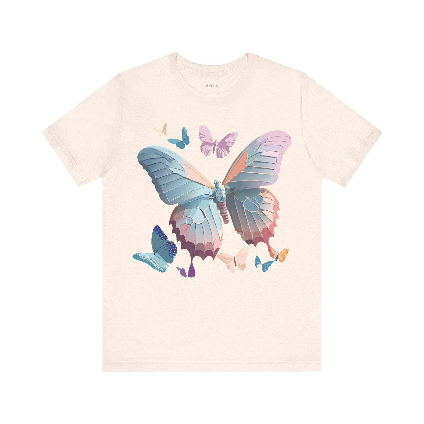 Natural Cotton Tee Shirt with Butterfly